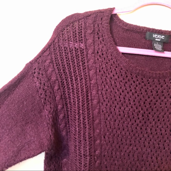 Verve Acrylic Purple open knit sweater, Large - Picture 6 of 7
